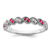 14k White Gold Ruby and Diamond Twist Band